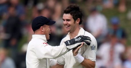 Star men: Tim Ambrose celebrates with James Anderson