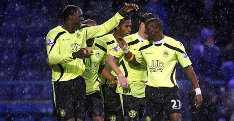 Latics celebrate Heskey's winner