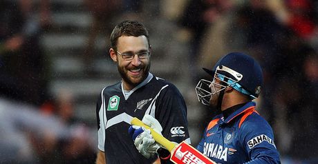 Vettori (left) and Sehwag will renew acquaintance in Auckland