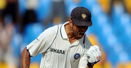 Fist pump: Dravid reaches three figures for the 27th time in a Test