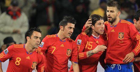 Spain celebrate Villa's opener