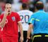 Line judge: Wayne Rooney is stunned as Lampard's effort is ruled out