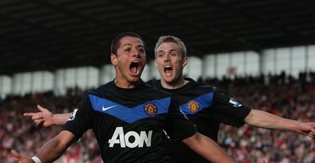 Hernandez: United's matchwinner with two goals against Stoke