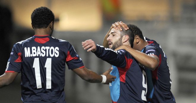 Lopez celebrates for Lyon