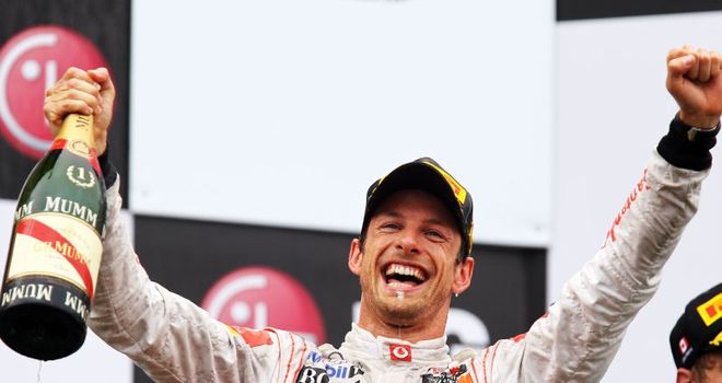 Button - champagne moment for the British ace