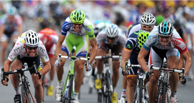 Greipel (right): Denied former team-mate Cavendish in a head-to-head sprint