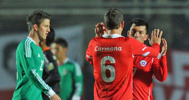 Chile celebrate during the 2-1 win over Mexico in their opening game in Group C in the Copa America