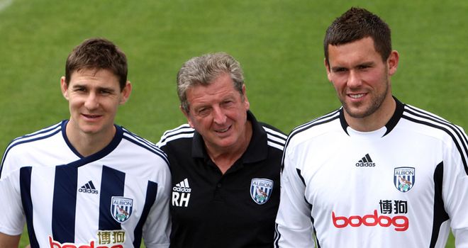 Hodgson: Poses with new signings Zoltan Gera and Ben Foster