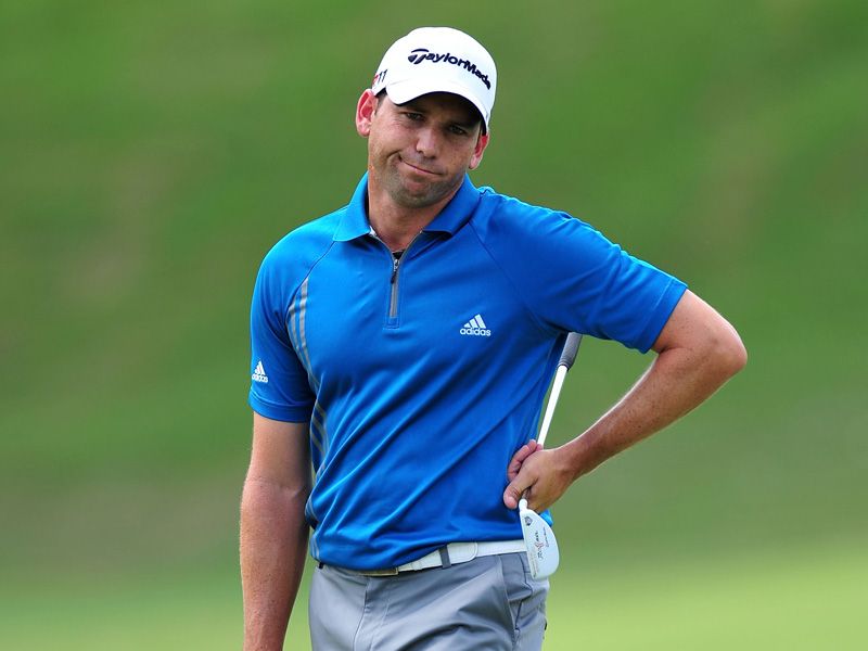 Sergio Garcia reacts to a missed putt although he looked better on the greens this week.