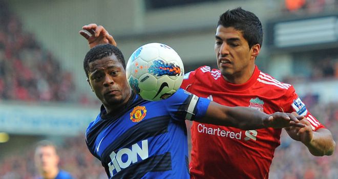 Patrice Evra: United's captain at Anfield was involved in an ongoing row with Luis Suarez