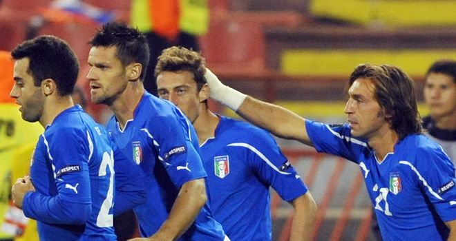 Claudio Marchisio: Italy celebrate their goal before being pegged back by Ivanovic