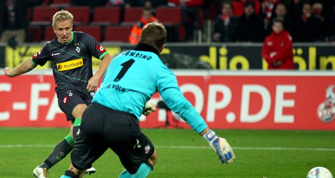 Mike Hanke: Monchengladbach striker opens the scoring for his team