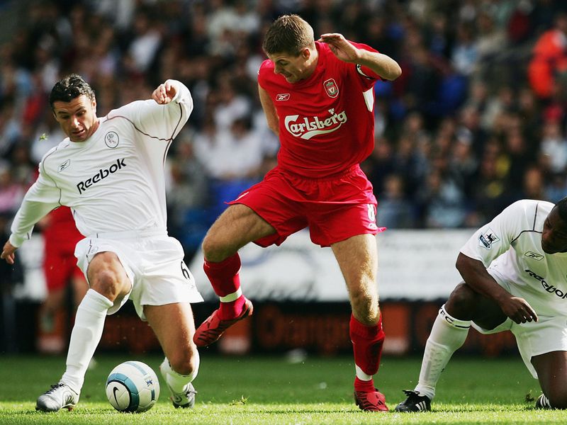 Speed joins Bolton later that year - going toe-to-toe with Steven Gerrard here