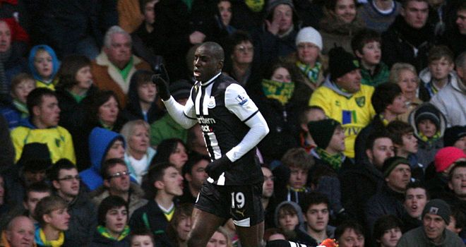 Demba Ba: Bagged a brace at Carrow Road, but his efforts were to no avail