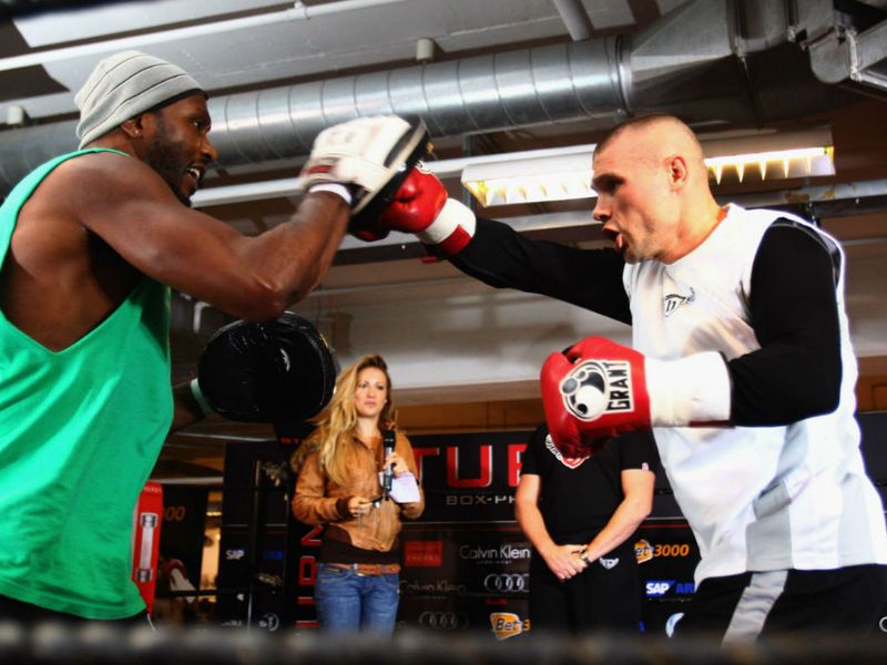 Challenger Murray is put through his paces by trainer Oliver Harrison during an open training session.