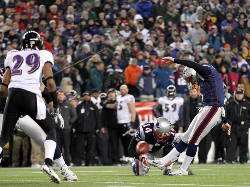 Stephen Gostkowski's field goal, his second of three on the day, put the Patriots 13-10 ahead at half-time.