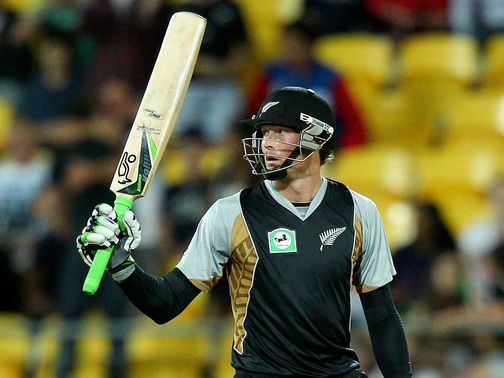 Martin Guptill: smashed the final ball to the boundary to win the match for New Zealand