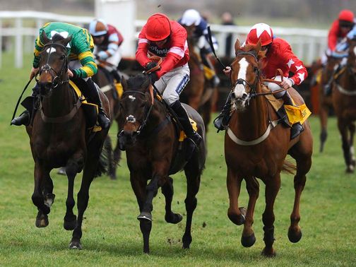 Zarkandar (centre) landed last year's Betfair Hurdle