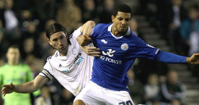Beckford: Holds off Barker at Pride Park