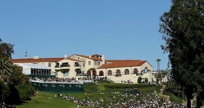The famous 18th and clubhouse at Riviera
