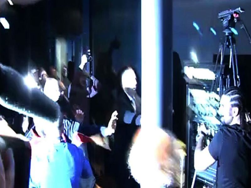 Haye brandishes a tripod as things get wildly out of control