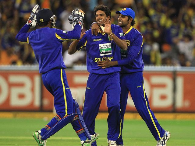 Sri Lanka celebrate a thrilling win at the MCG