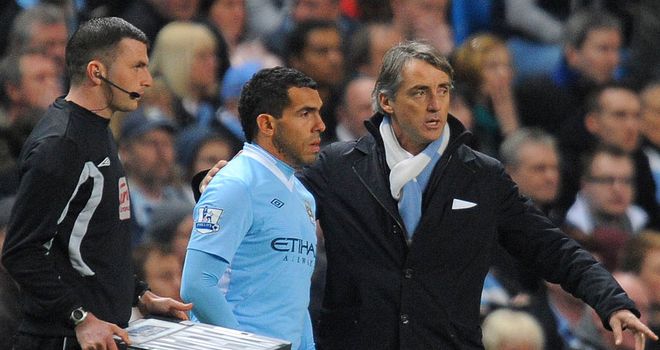 Roberto Mancini: Happy with Carlos Tevez's comeback and expects more from the striker
