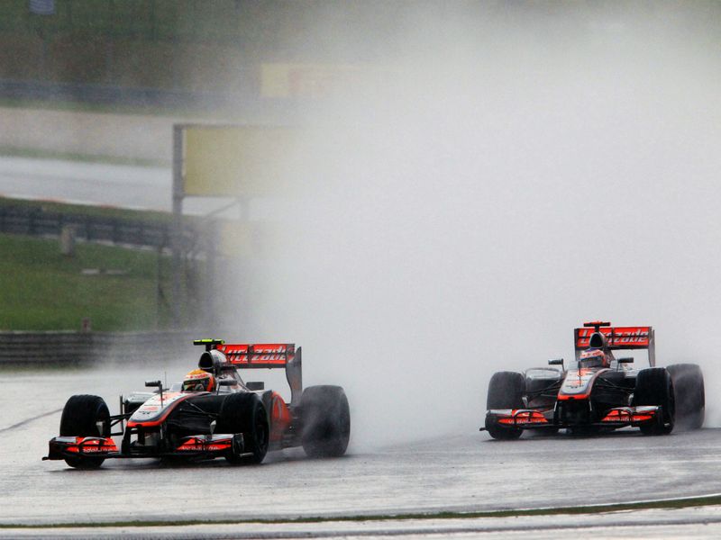 The McLaren's fight at the front