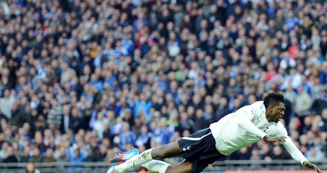 Emmanuel Adebayor: Was brought down in build-up to Spurs goal