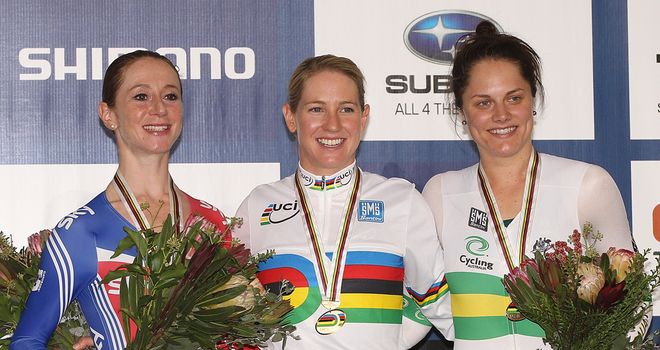 Wendy Houvenaghel: All smiles on the podium after her silver medal
