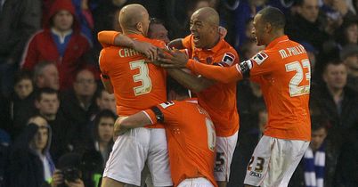 Dobbie: Is mobbed by team-mates
