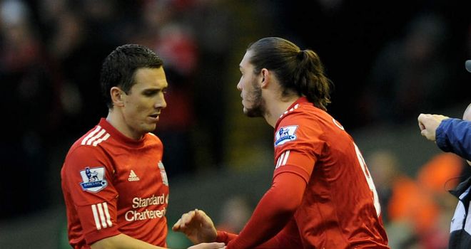 Stewart Downing and Andy Carroll: Have been backed to shine at Liverpool by Jamie Carragher