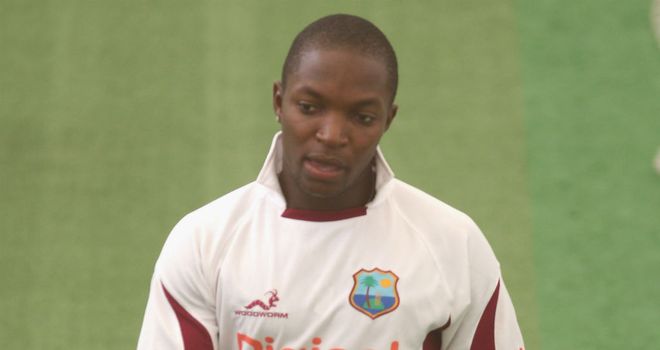 Fidel Edwards practising in Lord's indoor nets on Tuesday