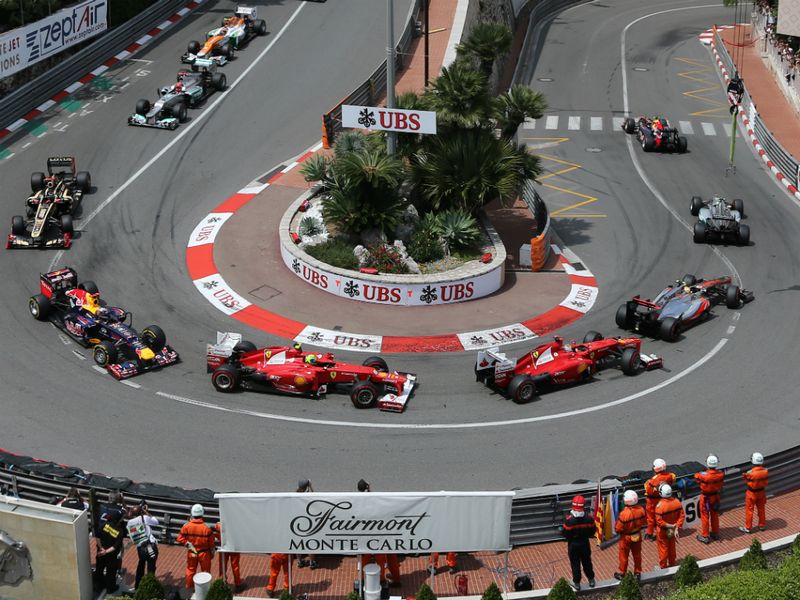 Webber leads the pack around the hairpin