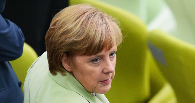 Angela Merkel: The German Chancellor was at the PGE Arena to watch the victory over Greece