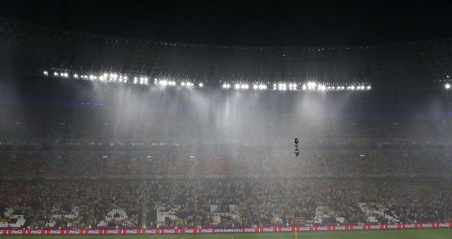 The Donbass Arena pitch has recovered from Friday's thunderstorm, but England will not train there