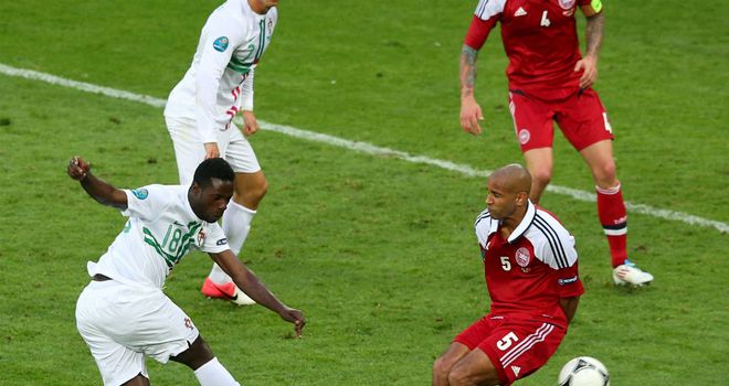 Portugal's Silvestre Varela denies Denmark a point with a late goal in Lviv - to the annoyance of Morten Olsen