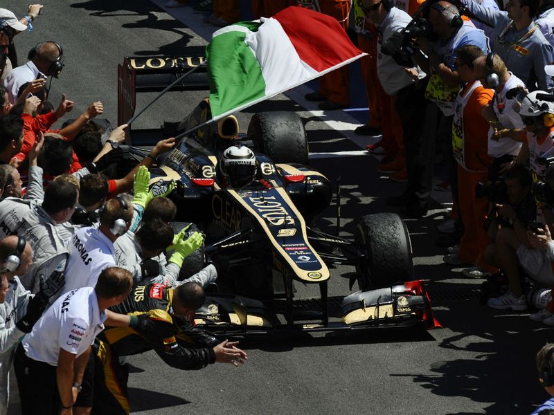 Kimi arrives back in parc ferme