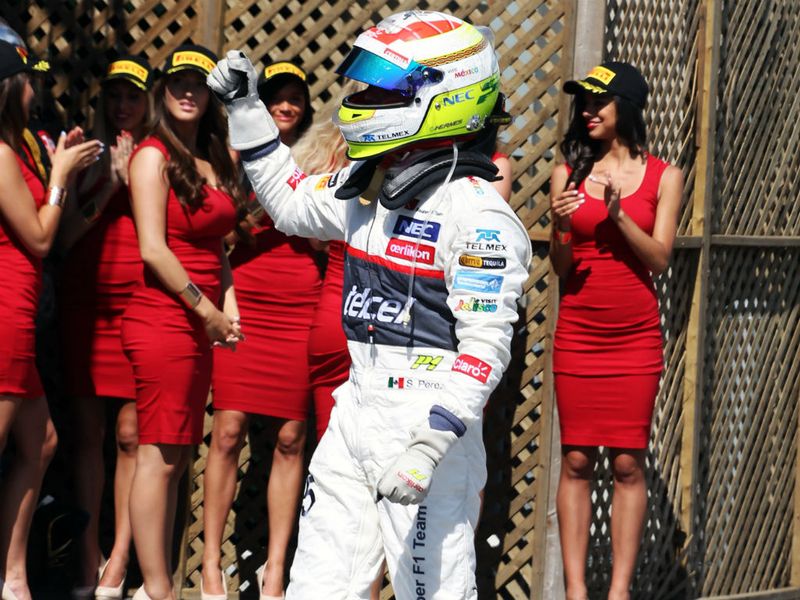 Sergio Perez finished third