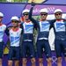 The Team GB squad are presented to the crowd - Chris Froome, Mark Cavendish, David Millar, Bradley Wiggins and Ian Stannard