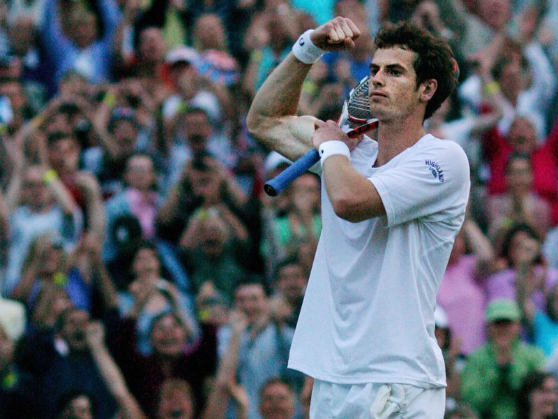 Andy shows off his improved physique after the epic five-set victory over Richard Gasquet at Wimbledon in 2008.