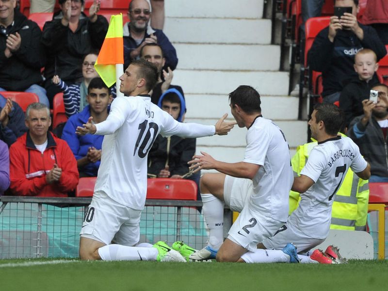 West Brom's 20 year old striker Chris Wood opens the scoring for the Kiwis after just seventeen minutes to shock the Egyptians