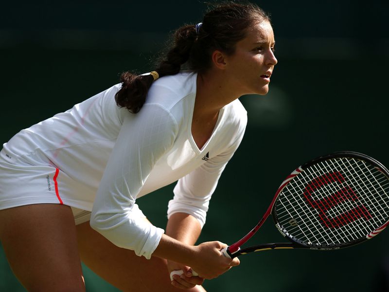 Laura Robson in action in the mixed doubles