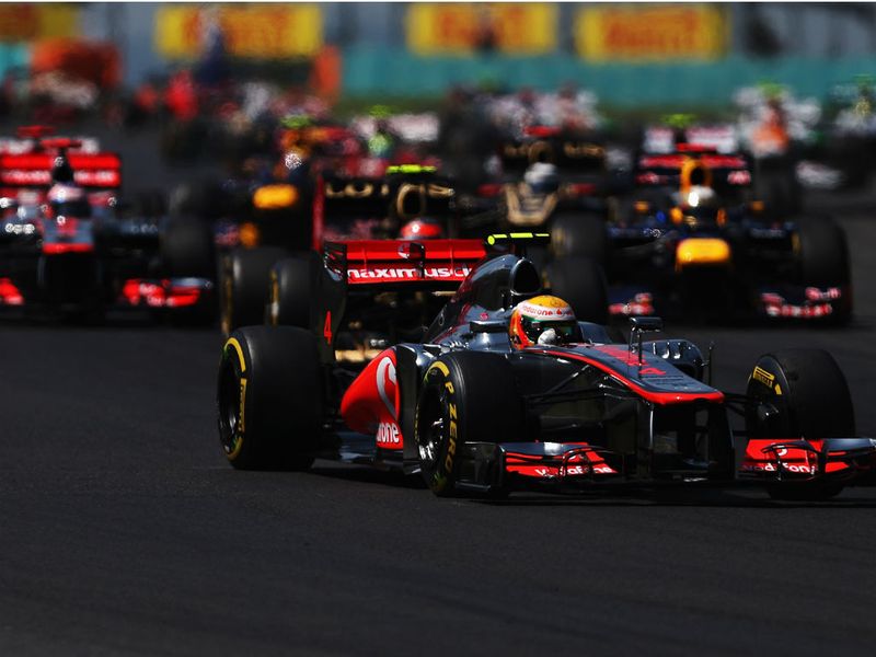 Hamilton lead from pole
