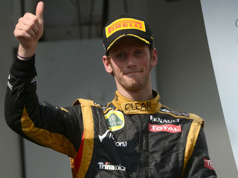 Grosjean on the podium