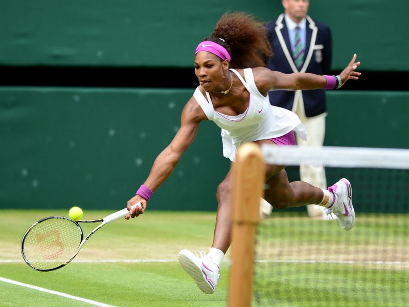 Serena Williams falls behind for the first time in the third set, but she holds serve to level at one apiece