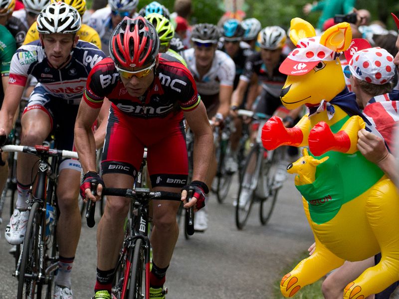 Cadel Evans was one of many riders who were affected by tacks on the road