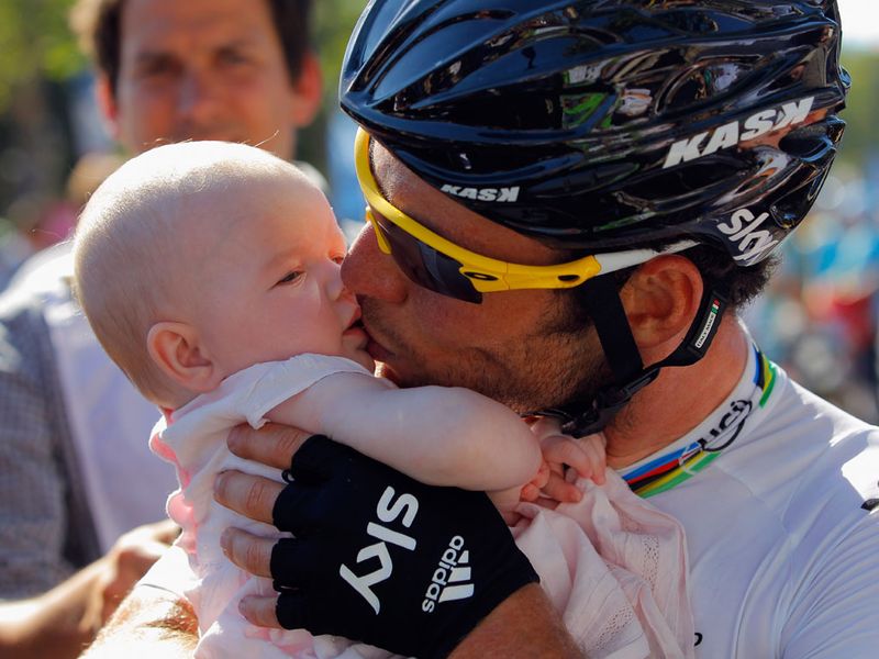 Cavendish celebrated the 23rd Tour de France stage victory of his career with a kiss from his daughter