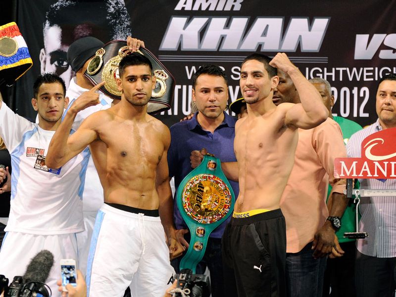 Khan and Garcia both looked confident 24 hours before their light-welterweight unification fight in Las Vegas