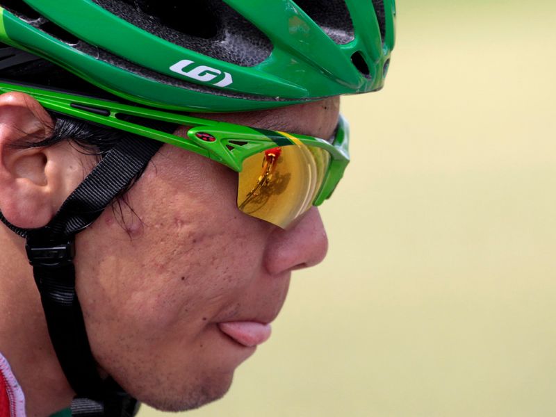Yukiya Arashiro made his way into the day's three-man break...